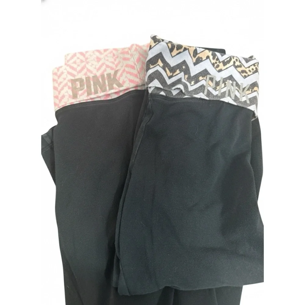 Vtg VS PINK 🩷Y2K 🔥Fold‎ Over Yoga Pants Lot Black Low Rise Rare Waistband S